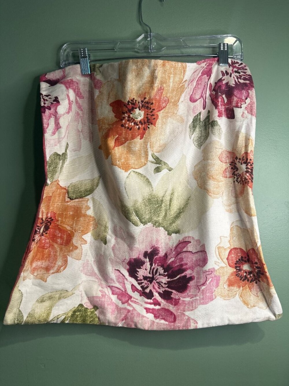 Pier 1 Imports 19x19 Reversible Throw Pillow Cover Floral Coral Velvet Accent